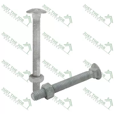 £4 • Buy M8, M10, M12 Carriage Bolt & Hex Full Nut Hot Dip Galvanised HDG DIN603 40>200mm
